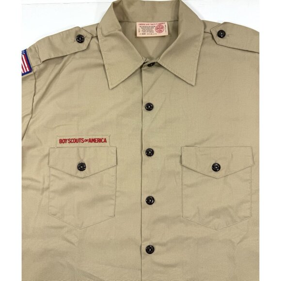 Vintage Boy Scouts Of America Mens Official Uniform Shirt Size Large Made In USA - Picture 2 of 10